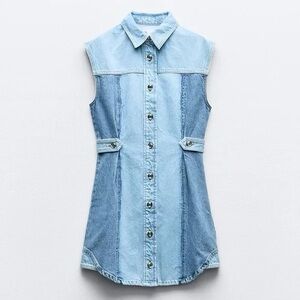NWOT Zara Patchwork Denim Mini Dress
